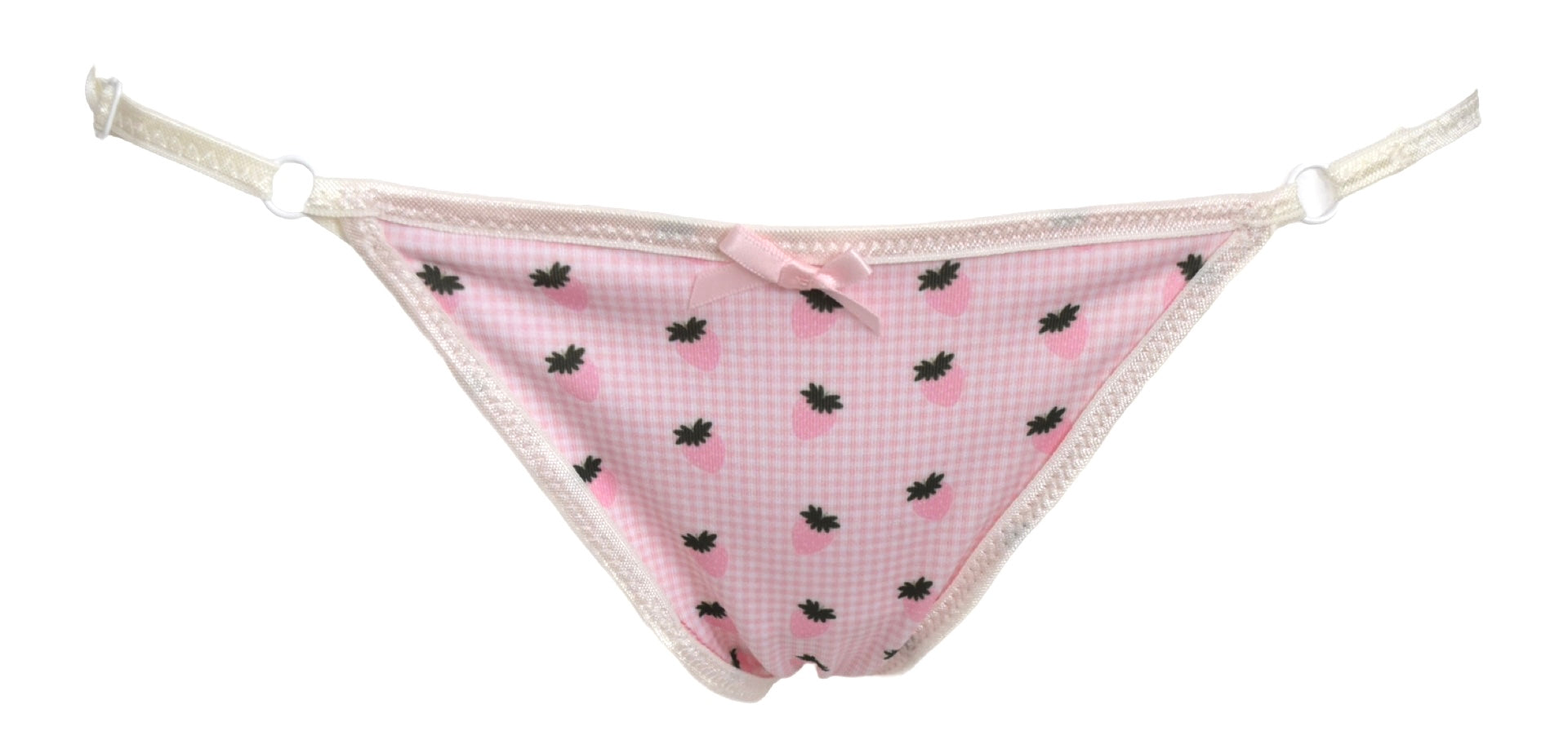 Pink strawberry bikini thongs