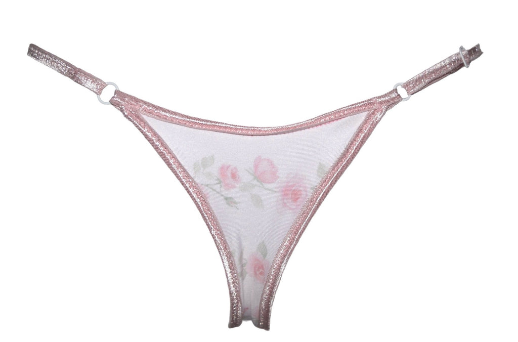 Pink rose petal bikini thongs