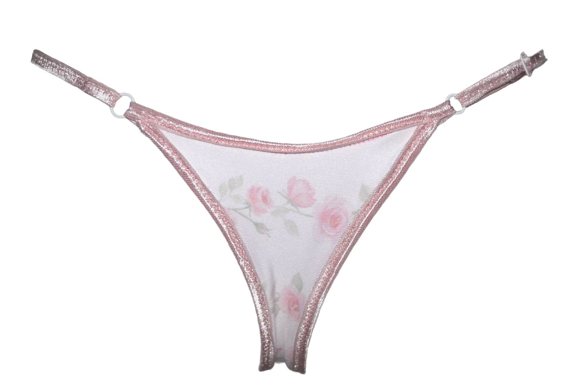 Pink rose petal bikini thongs