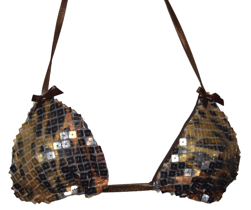 Noir leopard bikini top