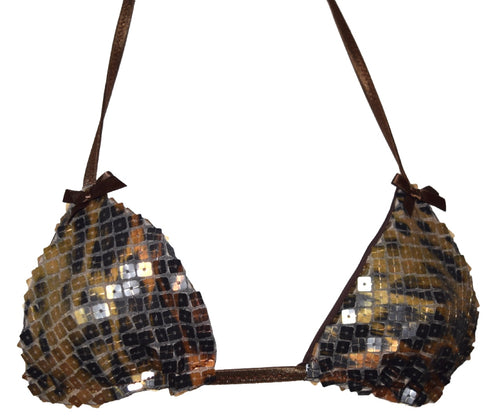 Noir leopard bikini top