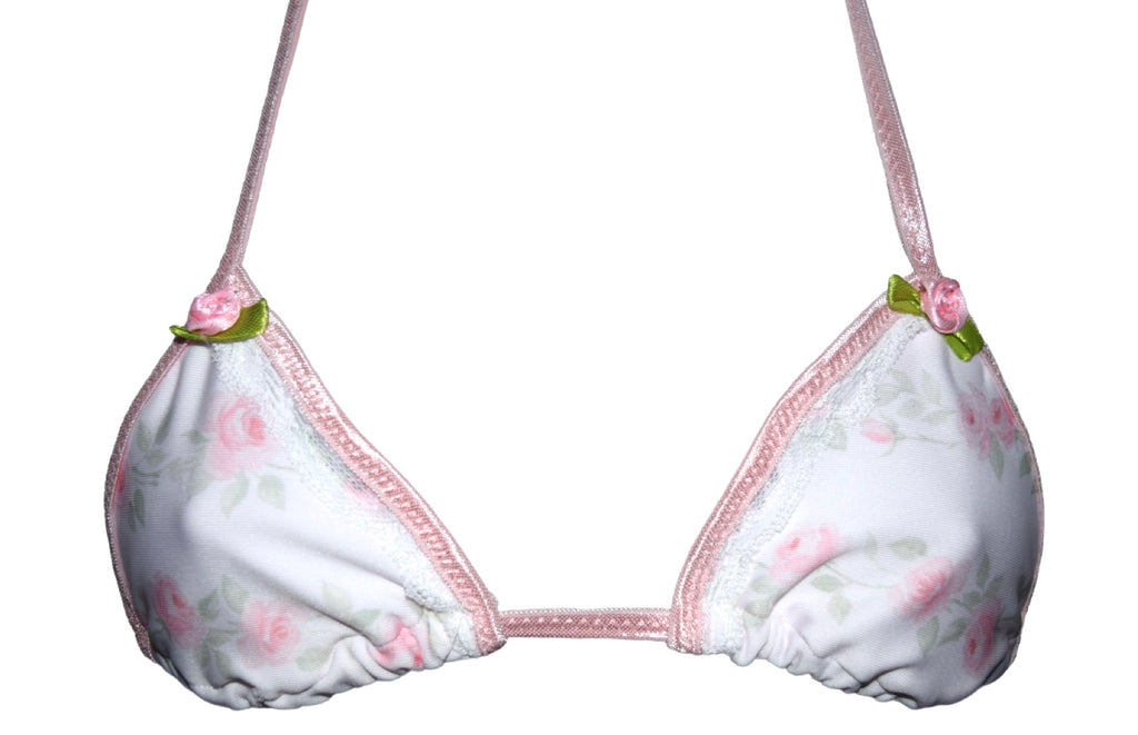 Pink rose petal mini bikini top