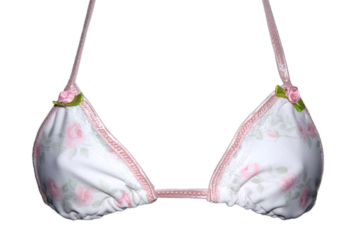 Pink rose petal mini bikini top