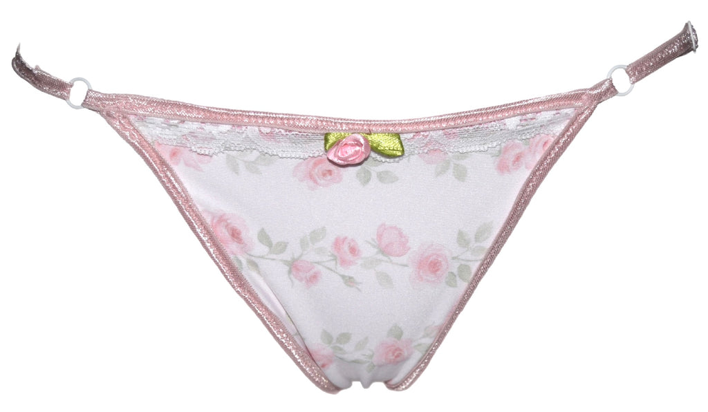 Pink rose petal bikini thongs