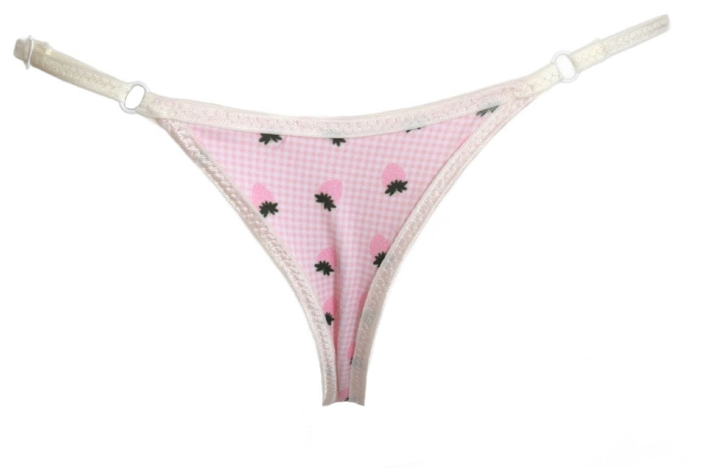 Pink strawberry bikini thongs