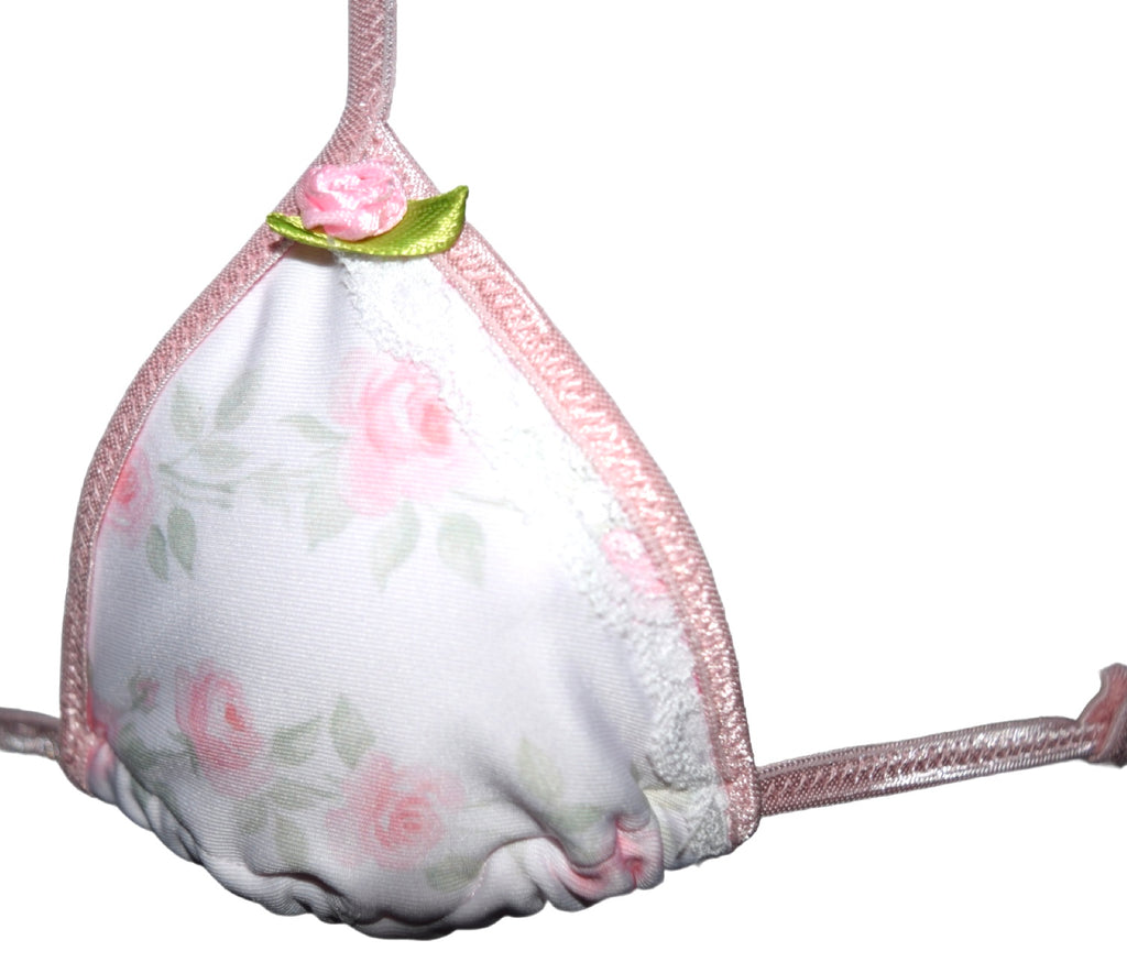 Pink rose petal mini bikini top